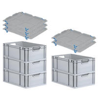 EUROBOX 5x Nextgen Economy Mit Auflagedeckel Grau/Blau Griffe Offen 44 Liter - Blau, Kunststoff (40/22/60cm) - PROREGAL