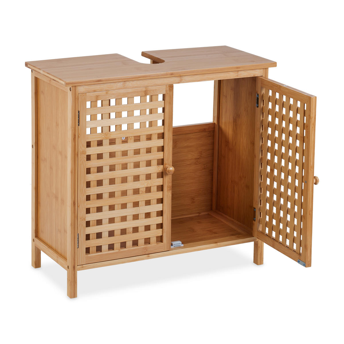 WASCHBECKENUNTERSCHRANK - Hellbraun, Holz/Holzwerkstoff (66/61/30cm) - Relaxdays