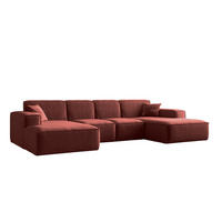 ECKSOFA U-Form Siena mit Stoff Maloy Kirsche - Kirschrot, Holz (344/165cm) - Kaiser Möbel