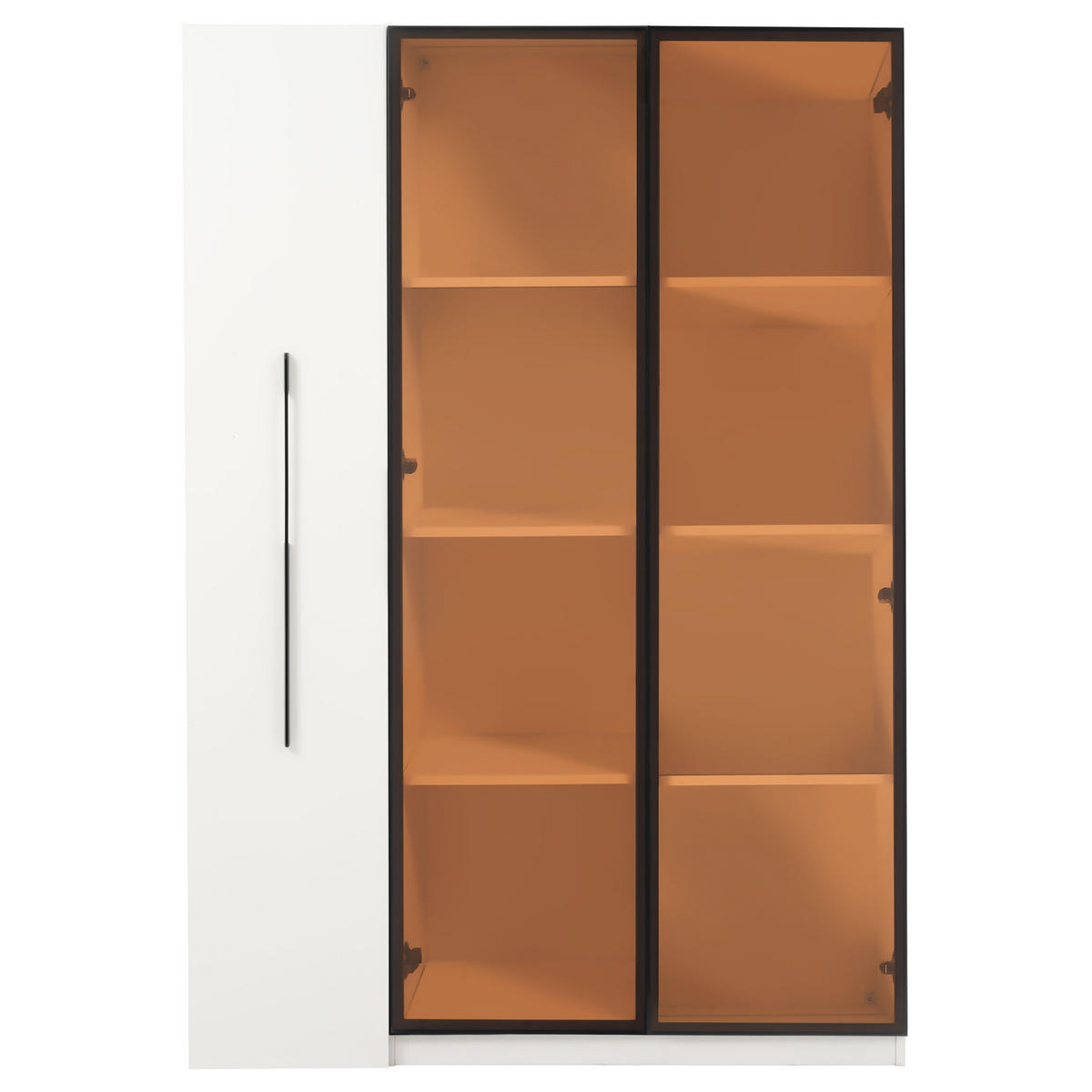 VITRINE 110cm Glastür LED Rollschrank französischer Stil - Weiß, Holzwerkstoff (110/160/35cm) - FLIEKS