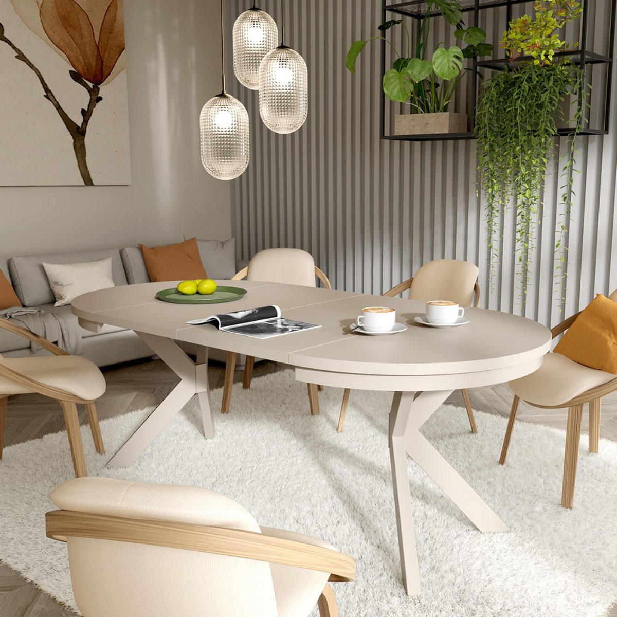 ESSTISCH Bilbao, Runder, mit Metallbeinen, Kaschmir - Kaschmir, Holzwerkstoff/Metall (100/100/77cm) - Beautysofa
