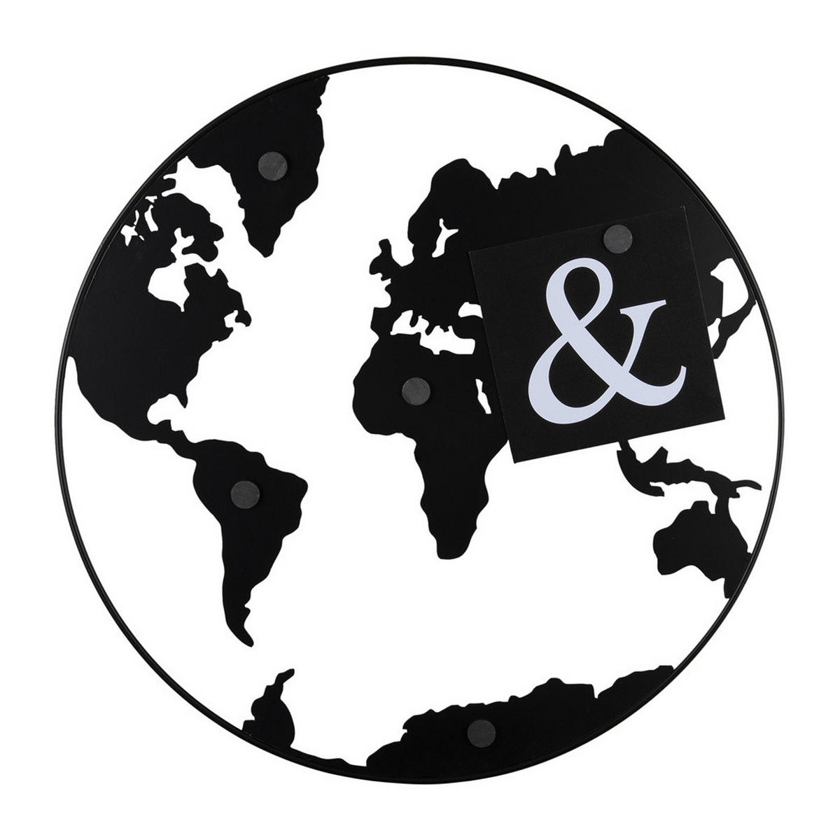METALLTAFEL Notizen Erde World Ø 50 cm - Schwarz, Metall (50/50/0.6cm)