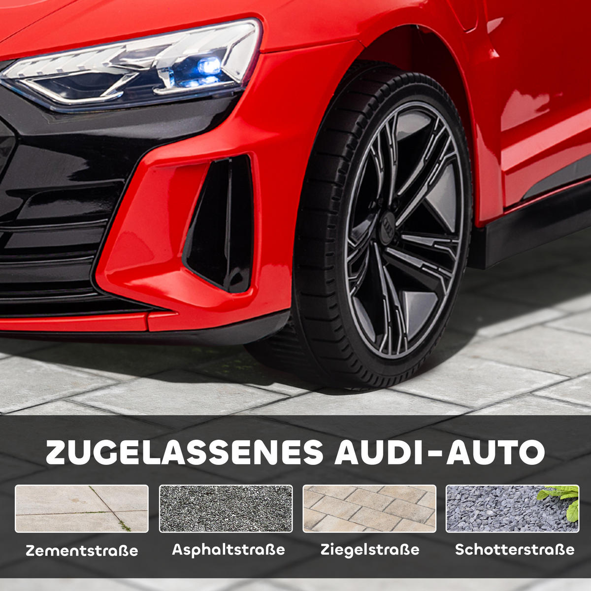 KINDER-ELEKTROAUTO DE-06287 Audi RS lizenziert mit Fernbedienung Rot/Schwarz - Rot, Kunststoff/Metall (103/58/41cm) - ComfortXL