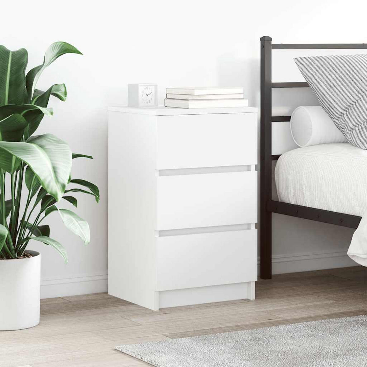 NACHTTISCH Mit 3 Schubladen Weiss 39/35/65 Cm - Weiß, Holzwerkstoff (35/65/39cm) - vidaXL