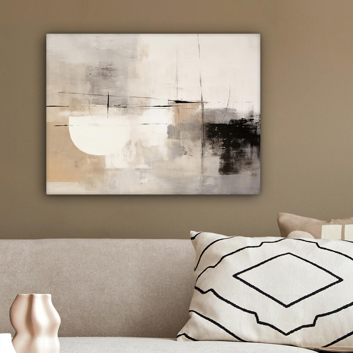 LEINWANDBILD Abstrakt - Kunst - Grau 40x30 cm - Hellgrau, Textil (40/30cm) - MuchoWow