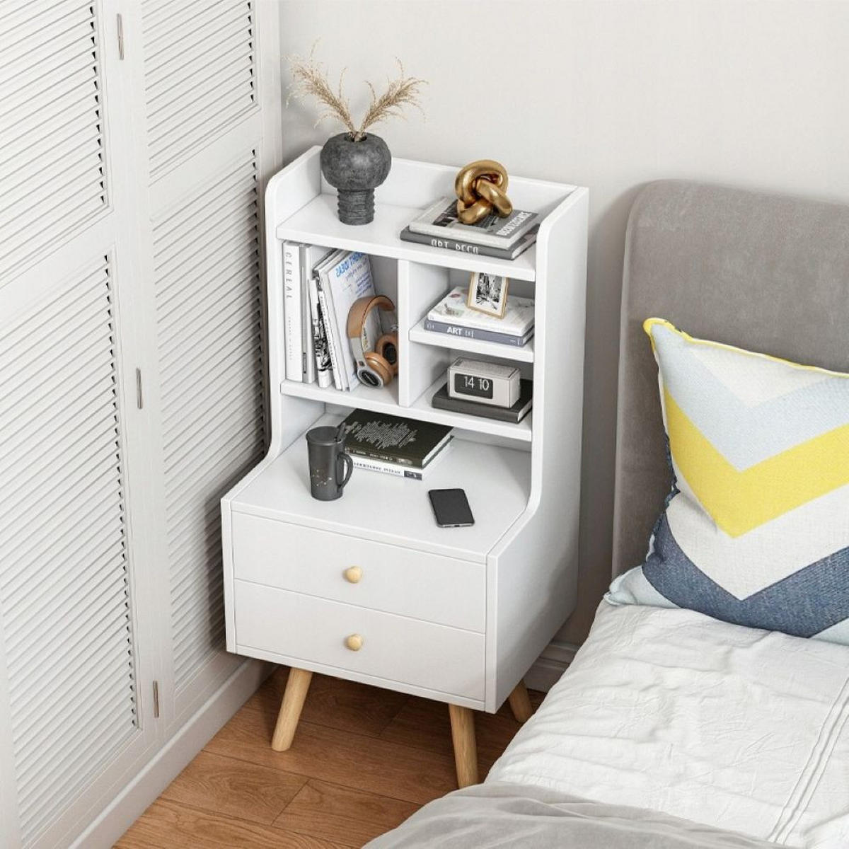 NACHTTISCH, weiß 36/43/81 cm - Weiß, Holzwerkstoff (72/13/45cm)