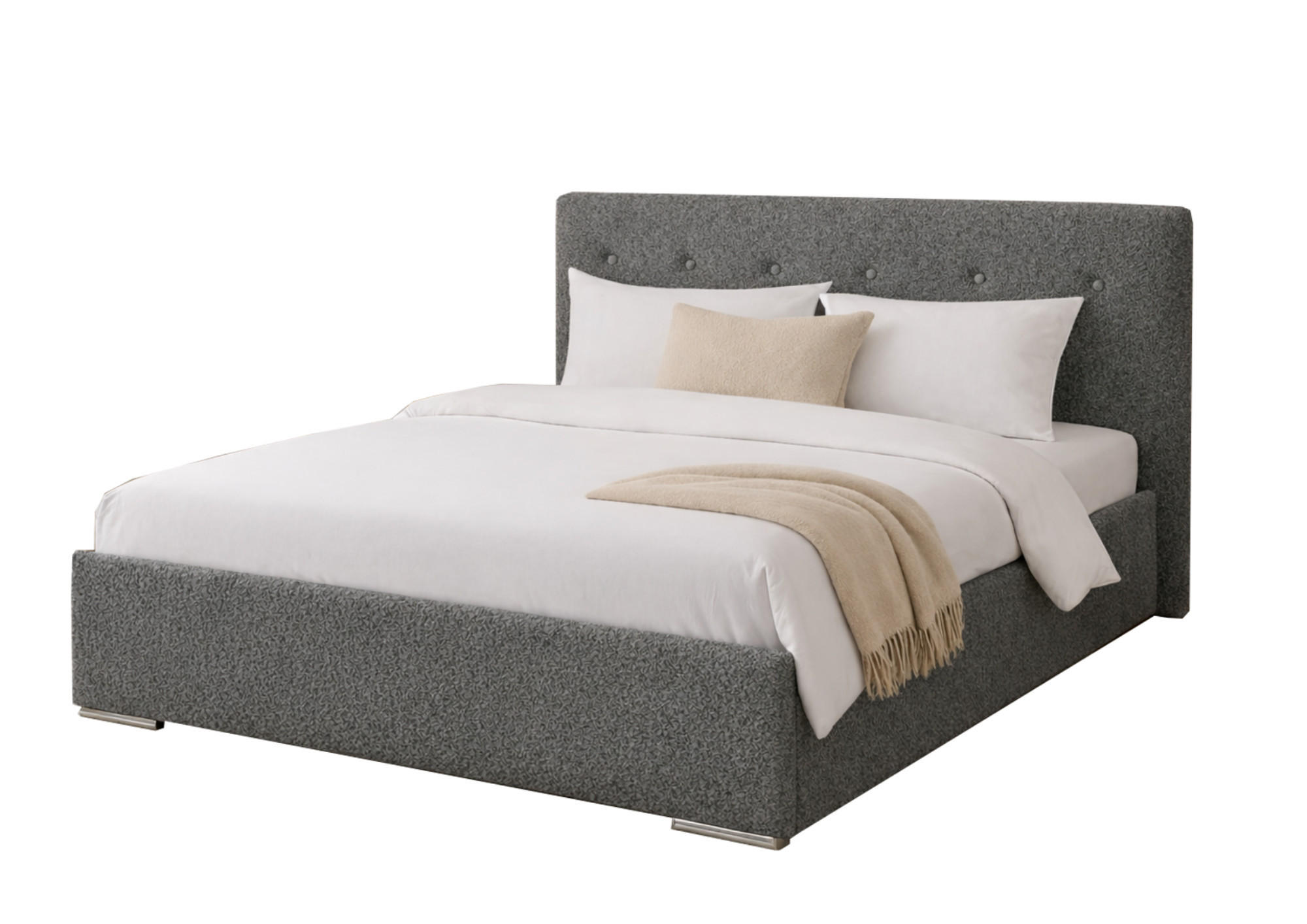 POLSTERBETT MILA 160 mit Lattenrost – Stoff Woolly 12 - Beige, Holzwerkstoff (160/200cm) - Kier Furniture