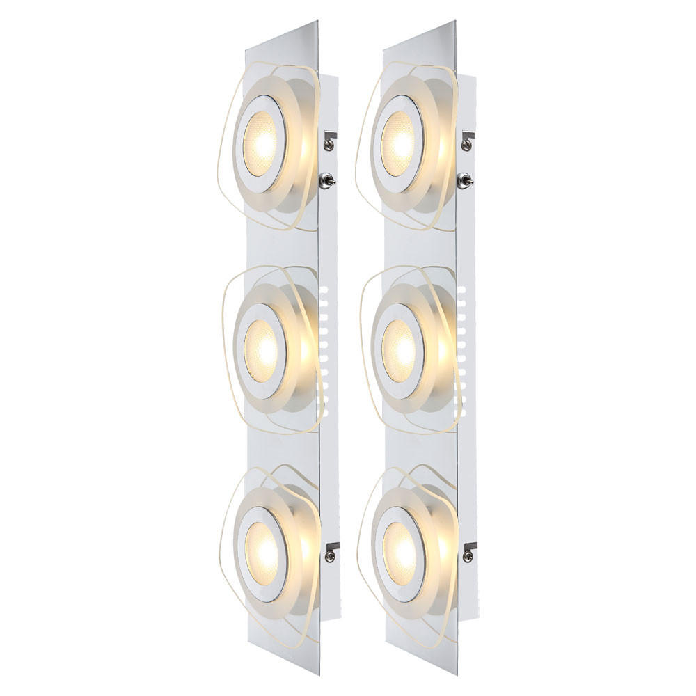 LED WANDLEUCHTE LOBBY Chrom Silber 2er Set - Silberfarben, Glas (5/46/14cm) - Globo Lighting