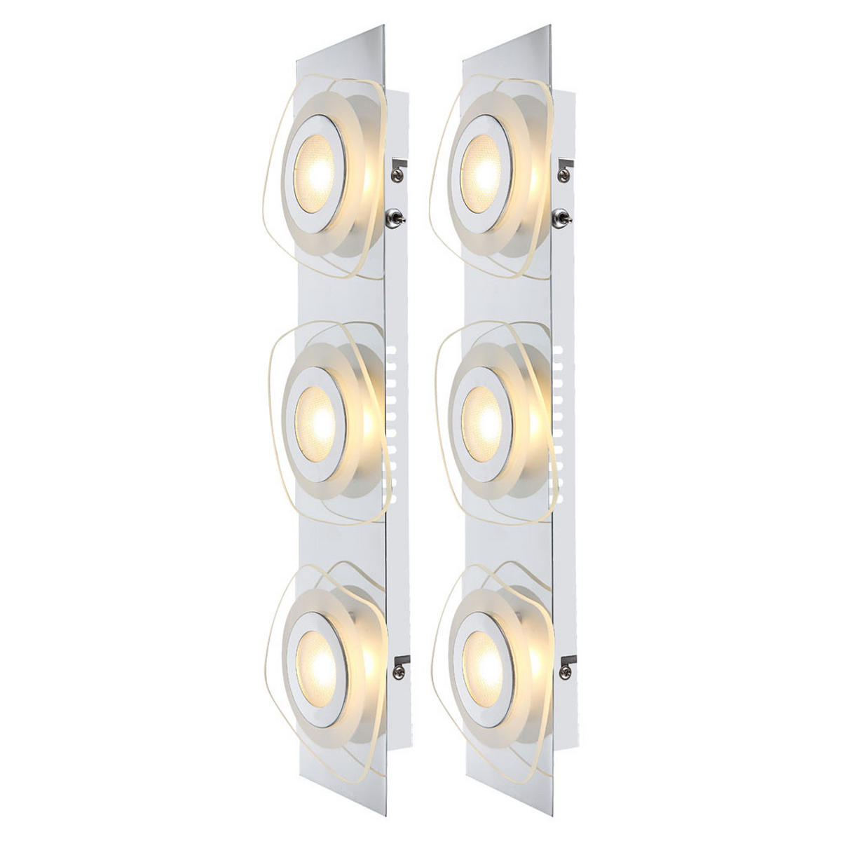LED WANDLEUCHTE LOBBY Chrom Silber 2er Set - Silberfarben, Glas (5/46/14cm) - Globo Lighting