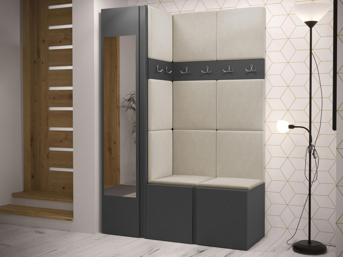 GARDEROBEN-SET Orion X - Beige/Graphitfarben, Holzwerkstoff/Kunststoff (124/186/46cm) - MIRJAN24