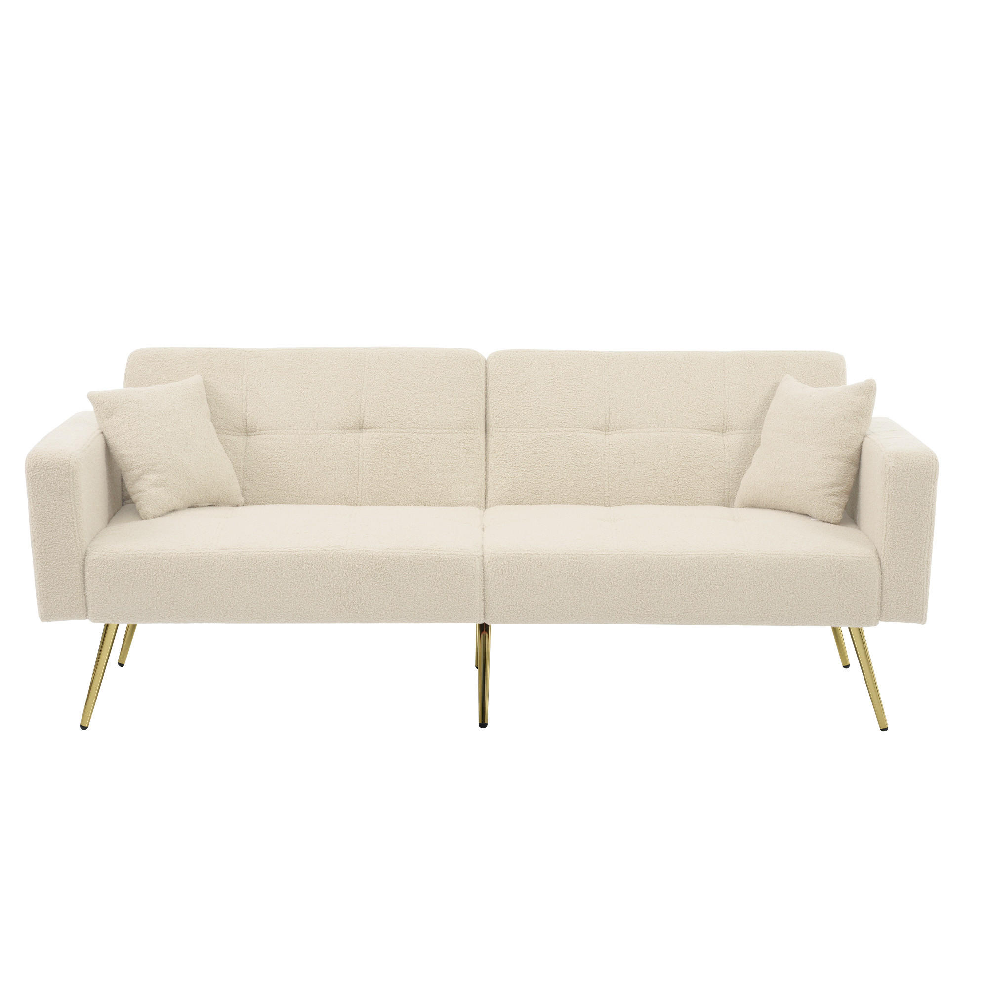 SCHLAFSOFA Lammwollstoff mit verstellbarer Rückenlehne und Seitentaschen Beige 175/64/72 cm - Beige, Textil (64/72/175cm) - Redom