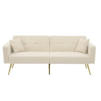 SCHLAFSOFA Lammwollstoff mit verstellbarer Rückenlehne und Seitentaschen Beige 175/64/72 cm - Beige, Textil (64/72/175cm) - Redom