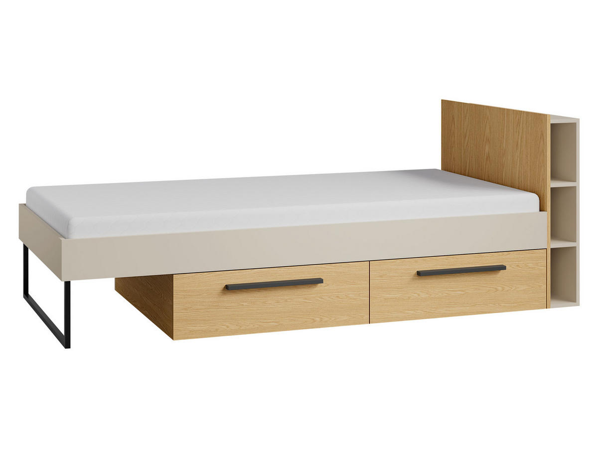 JUGENDBETT Lorin LO11 L / P - Kaschmir/Eichefarben, Holzwerkstoff (90/200cm) - MIRJAN24