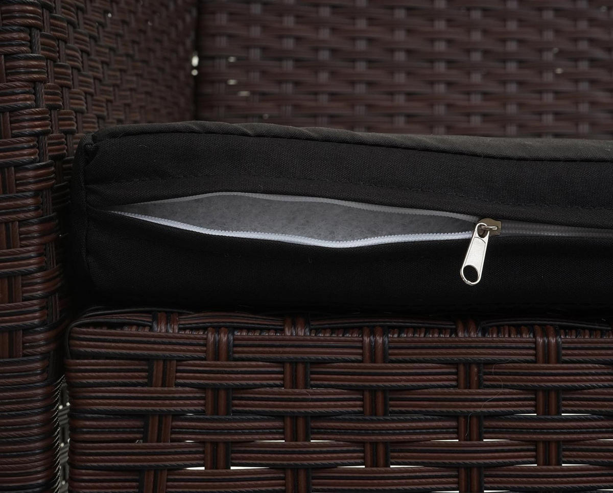 POLY-RATTAN GARTENBANK Braun, Schwarz - Schwarz/Braun, Kunststoff (106/83/60cm) - MCW