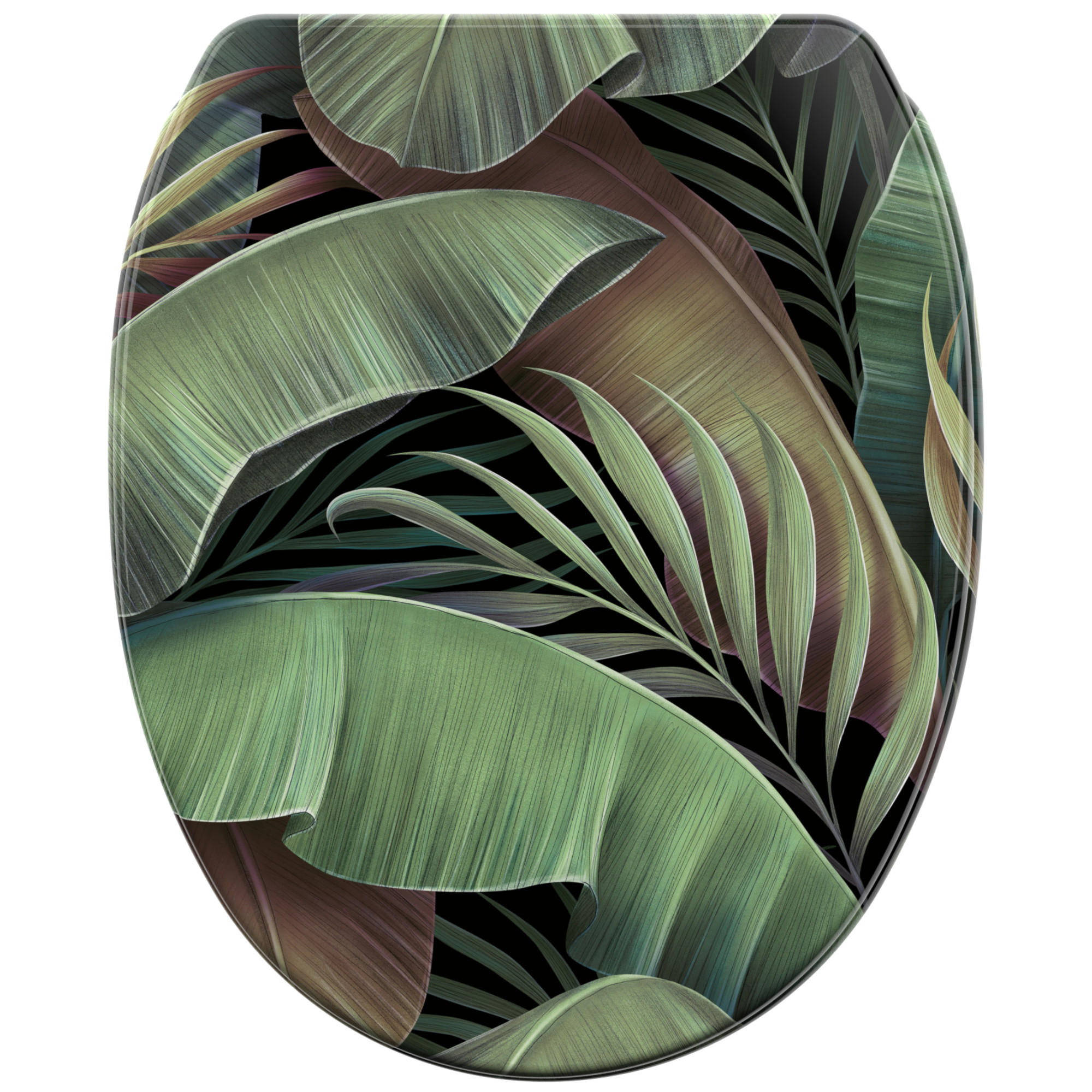 WC-SITZ mit Absenkautomatik & Top Fix Jungle - Grün, Holzwerkstoff (37.7/5.5/48cm) - Sanilo