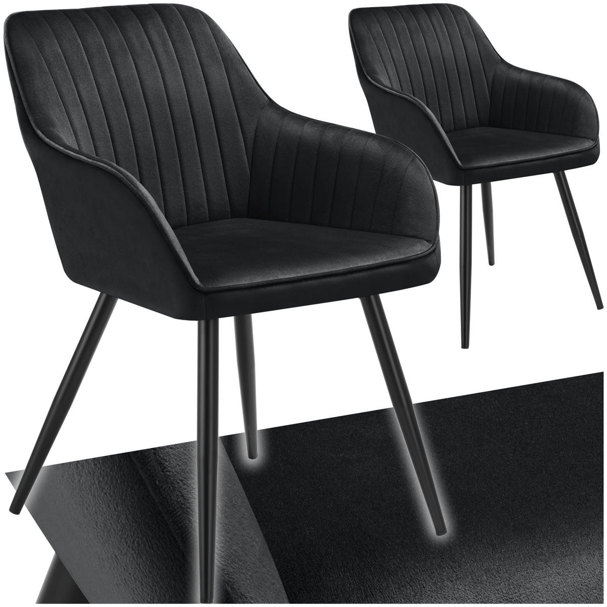 ESSZIMMERSTUHL 2er Set Marilyn 58 x 62 x 82 cm schwarz/schwarz - Schwarz, Metall (58/82/62cm) - tectake