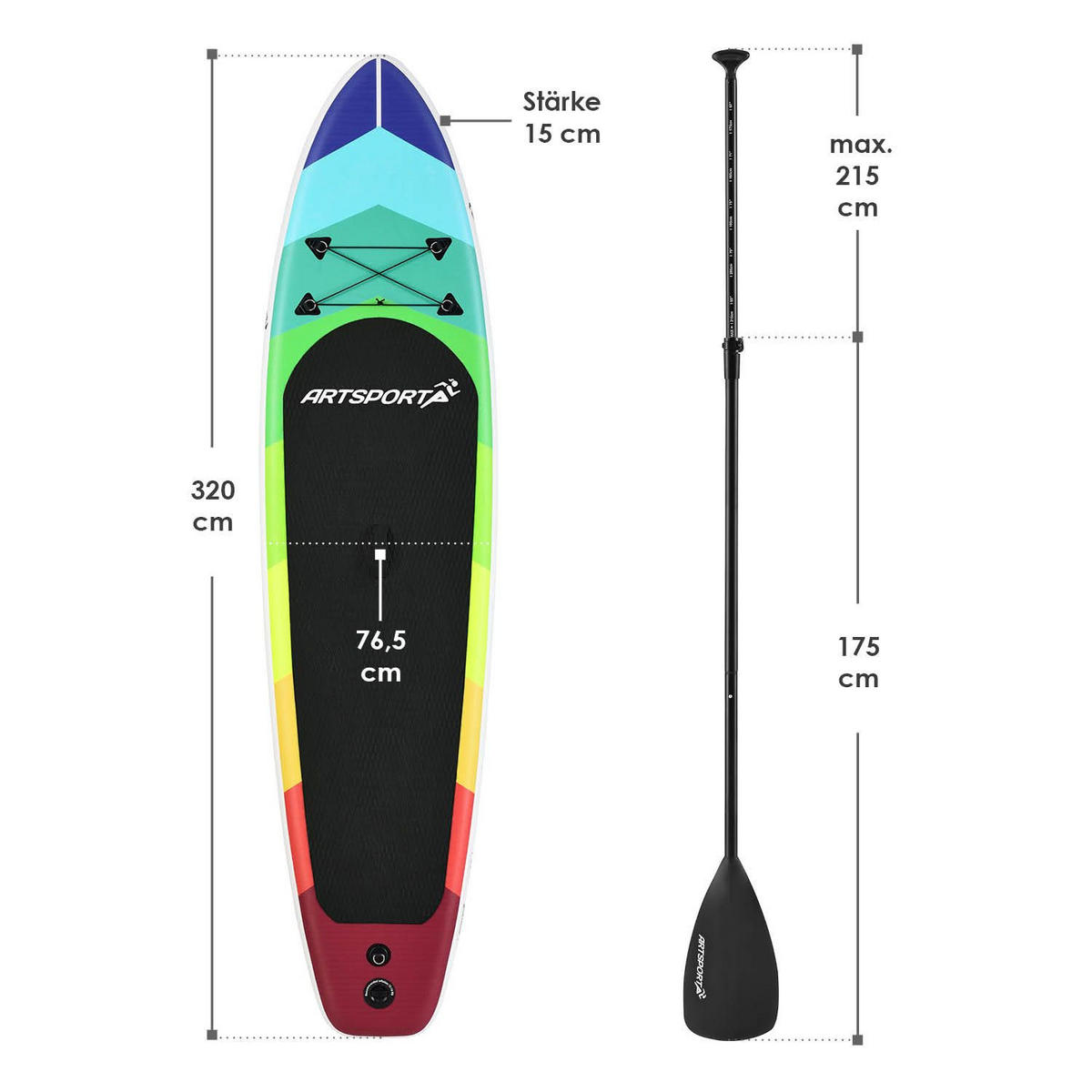 STAND UP Paddle Board Retro Love aufblasbar mit Tasche & Zubehör - Rot, Kunststoff (320/76.5/15cm) - Artsport