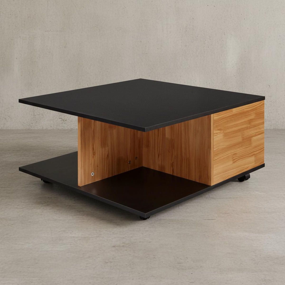 COUCHTISCH mit Rollen, Melaminharzbeschichtung und 2 Schubladen, Anthrazit 70x70x36 cm - Anthrazit/Schwarz, Holz (70/70/36cm) - KADIMA DESIGN