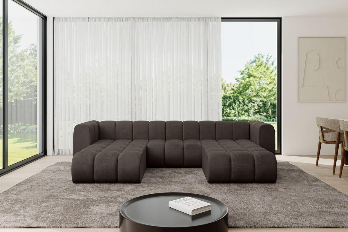 WOHNLANDSCHAFT modulares Sofa Joren-U1 - 319x177x70 cm Braun - Braun, Holzwerkstoff/Textil (319/70/177cm) - ALTDECOR