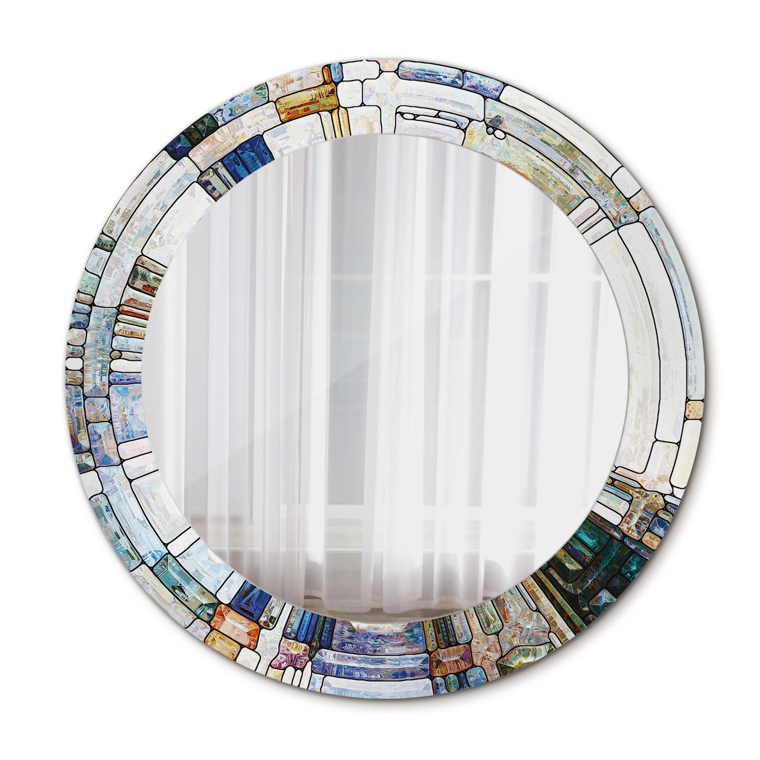 SPIEGEL Ø60 cm Rund mit Aufdruck - Perlmutt, Glas (60/60/0.4cm) - TULUP