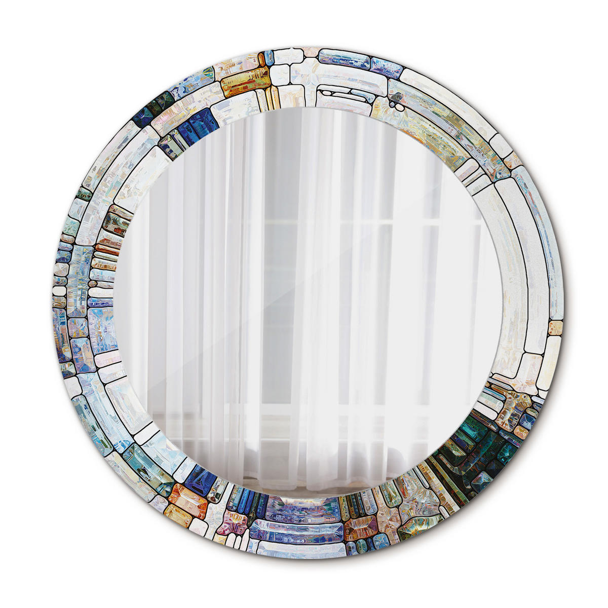 SPIEGEL Ø60 cm Rund mit Aufdruck - Perlmutt, Glas (60/60/0.4cm) - TULUP