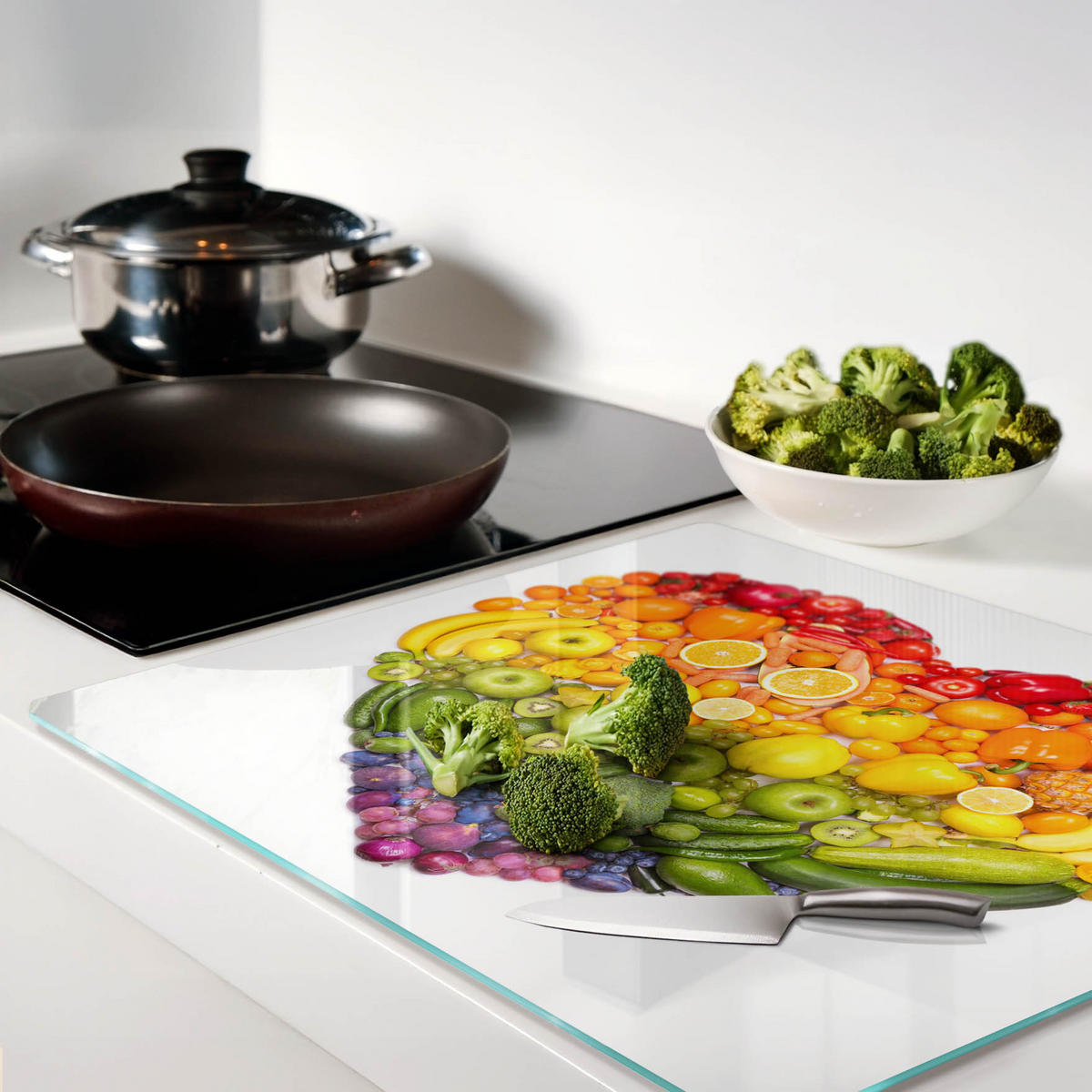 GLASPLATTE 60x52 cm Gemüseherz - Multicolor, Glas (60/0.4/52cm) - TULUP