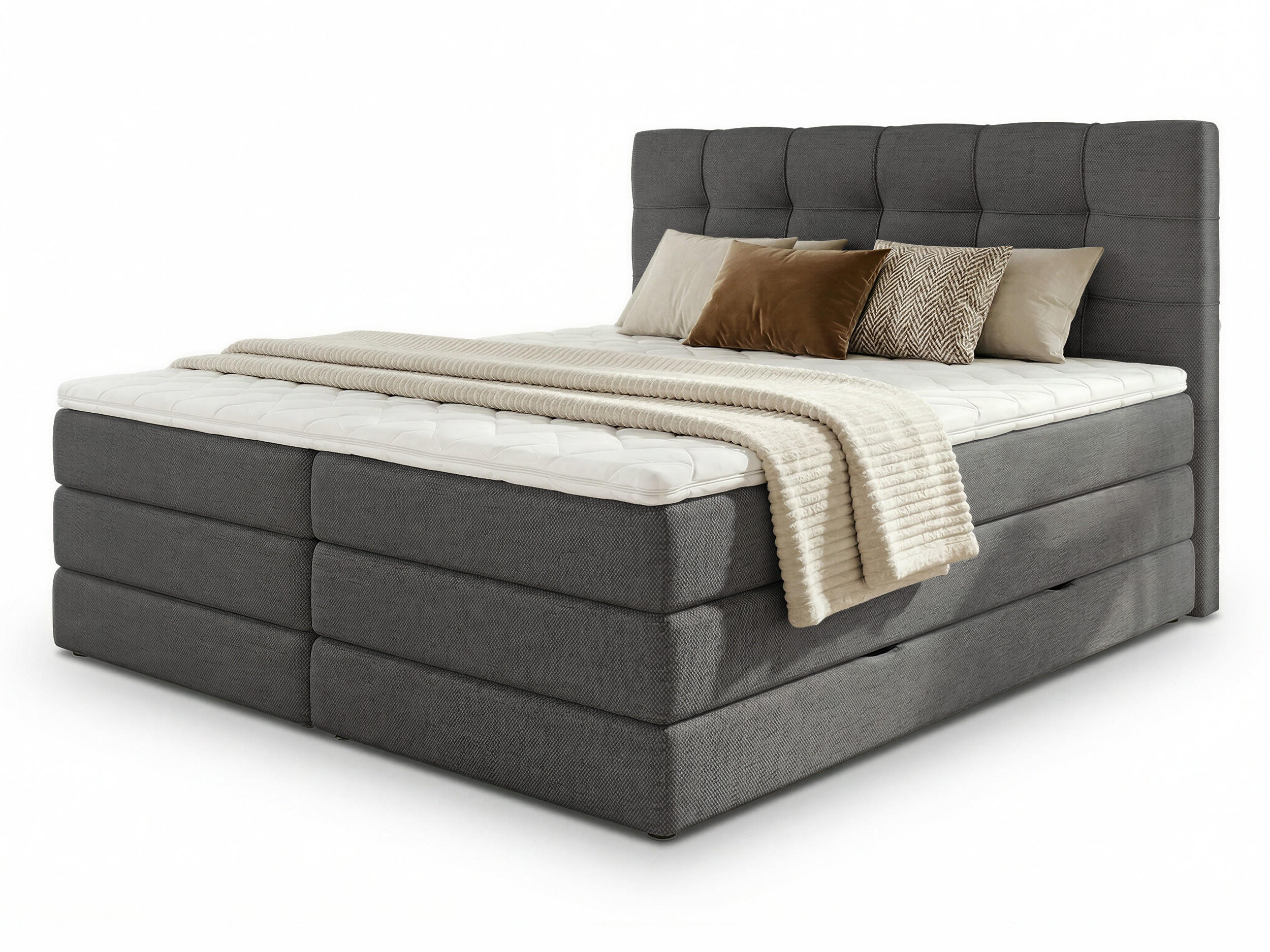 BOXSPRINGBETT Best Max - 160x200 - dunkelgrau (Inari 94) - Dunkelgrau/Schwarz, Holz/Holzwerkstoff (160/200cm) - Sofnet