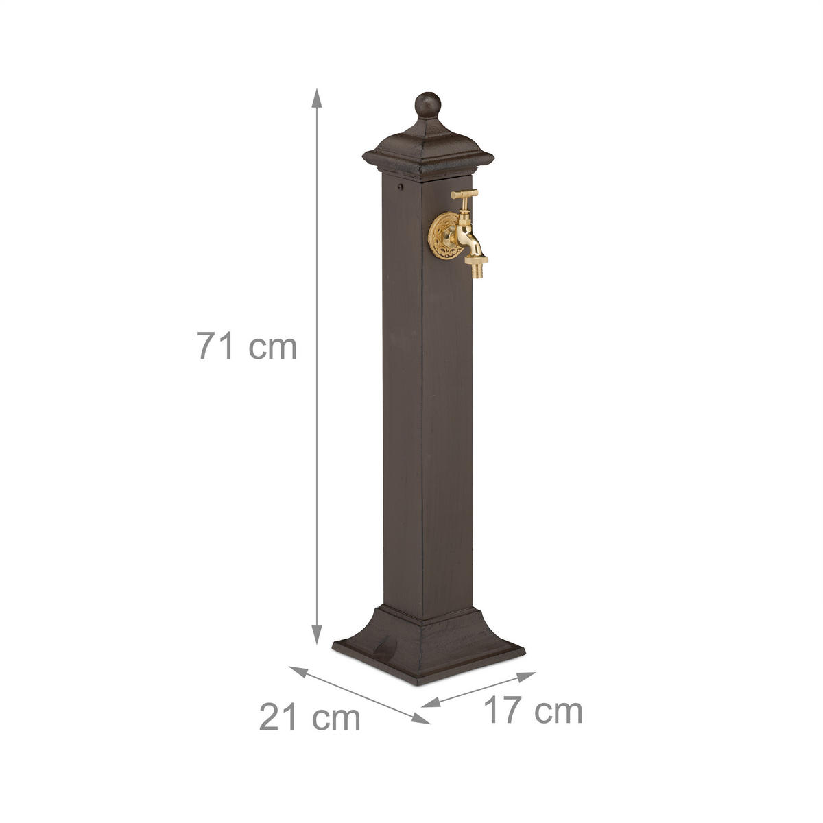 STANDBRUNNEN - Dunkelbraun, Metall (21/17/71cm) - Relaxdays