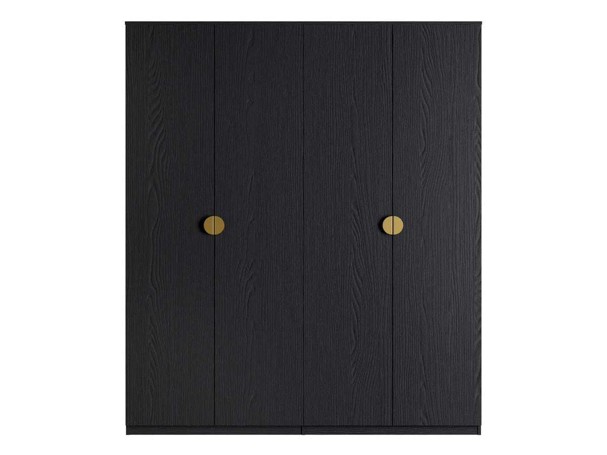 KLEIDERSCHRANK MERONA 20 - 179,4×209,1×58,5 cm 4 Türen mit Kleiderstange Schwarz Graphit - Schwarz, Holz/Holzwerkstoff (179.4/209.1/58.5cm) - Milaros Markt