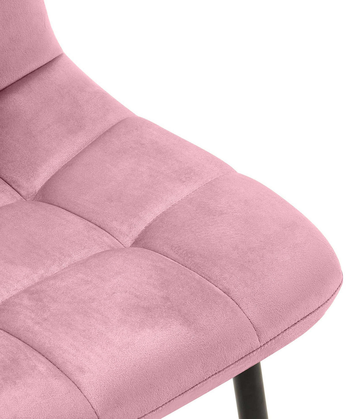 STUHL 4er Set Samt Rosa - Schwarz/Rosa, Textil/Metall (45/84/55cm) - CLP