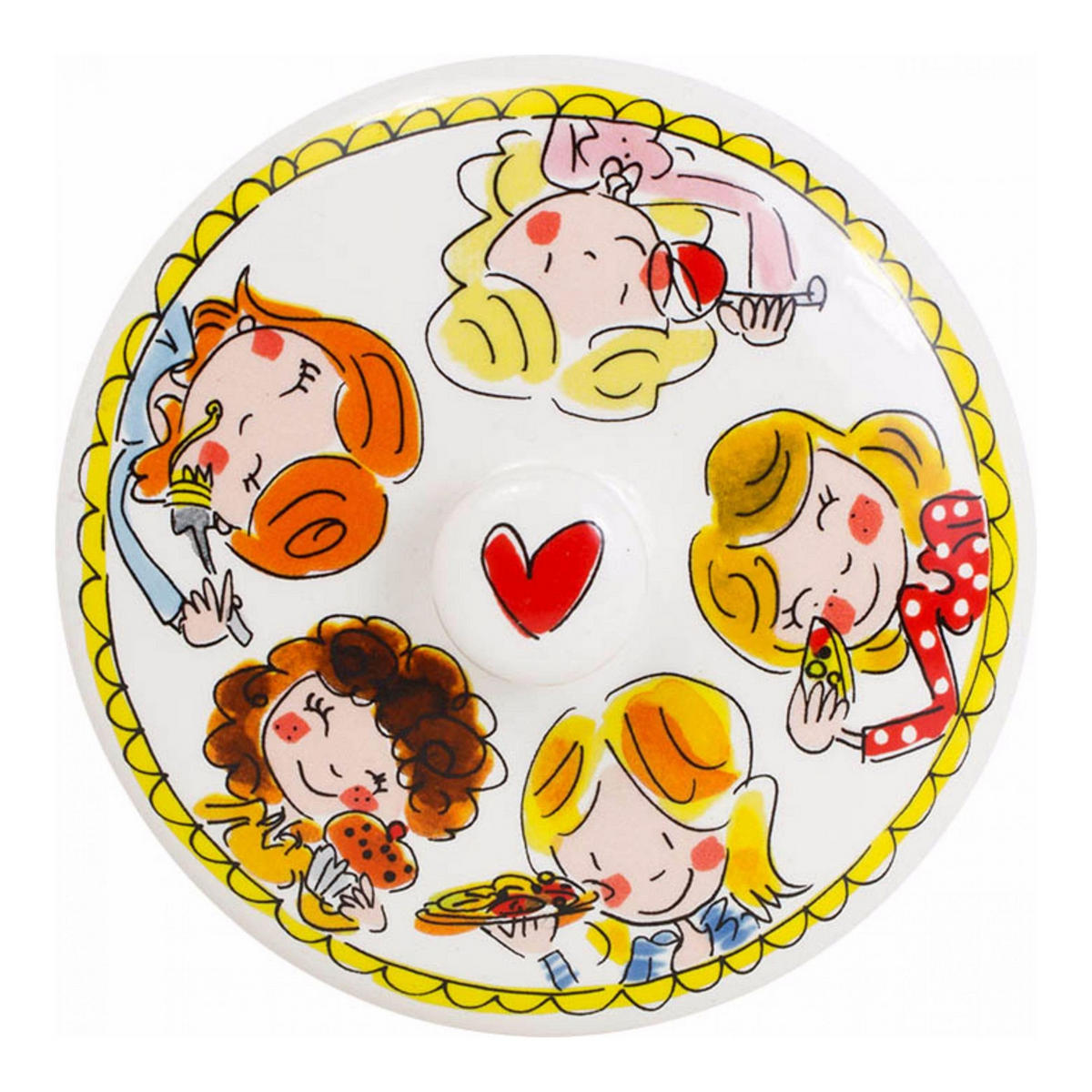 VORRATSDOSE Roter Rand in Bunt - 22,5cm - Multicolor, Keramik (16/22/16cm) - Blond Amsterdam