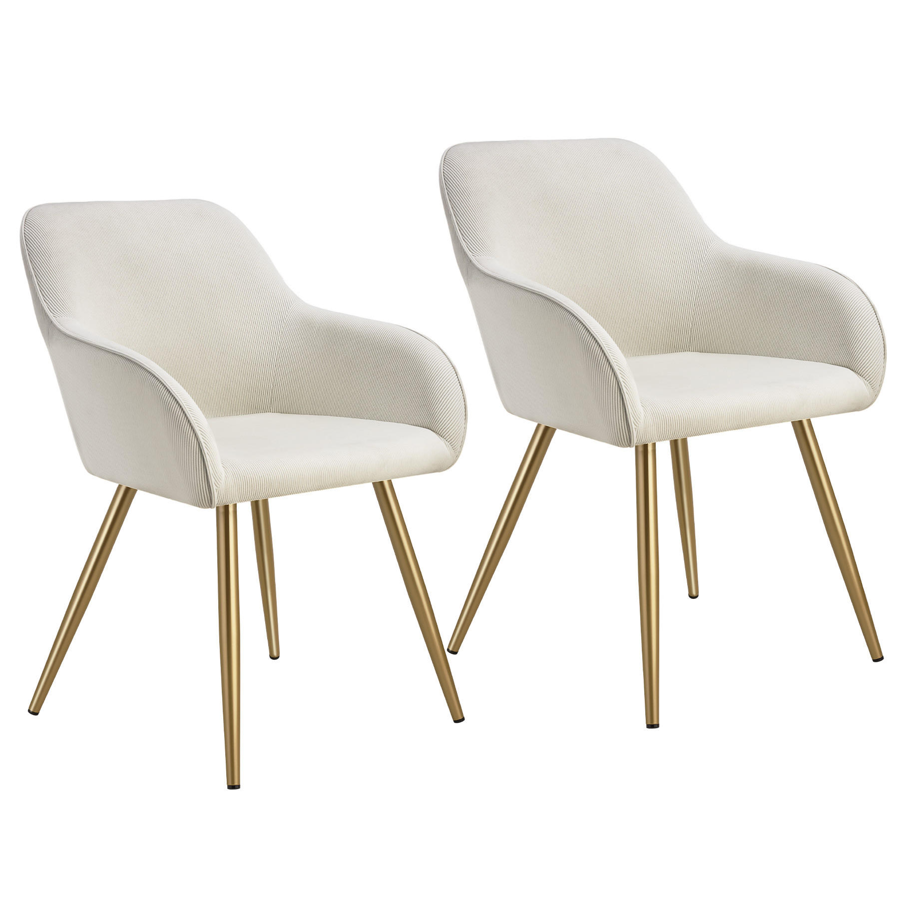 ESSZIMMERSTUHL 2er Set Marilyn 58 x 62 x 82 cm creme/gold - Goldfarben/Creme, Kunststoff (62/82/58cm) - tectake
