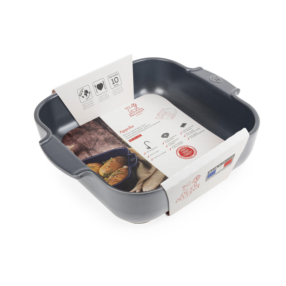 AUFLAUFFORM Keramik Appolia 28cm Quadratisch Schiefergrau Spülmaschinenfest - Grau, Keramik (23.7/28/7.1cm) - PEUGEOT