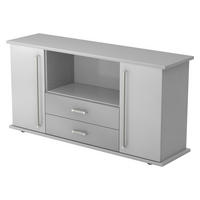SIDEBOARD mit 2 Schübe & 2 Türen 44,8/166,1/84 cm in Grau Chromgriff - Grau, Holzwerkstoff (166.1/84/44.8cm) - bümö
