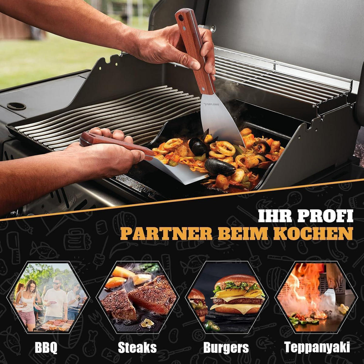 GRILLSPACHTEL Set Edelstahl 2-teilig - Braun, Metall (15.6/4.9/36.6cm)
