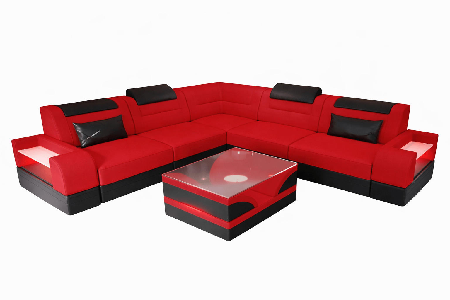 COUCH Trivento L-Form Rot Schwarz Mikrofaserstoff - Rot, Kunststoff (274/274cm)
