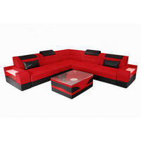COUCH Trivento L-Form Rot Schwarz Mikrofaserstoff - Rot, Kunststoff (274/274cm)