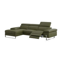 ECKSOFA Lete Echtleder mit 1 x Relaxfunktion Olivgrün - Olivgrün, Leder/Metall (232/160cm)