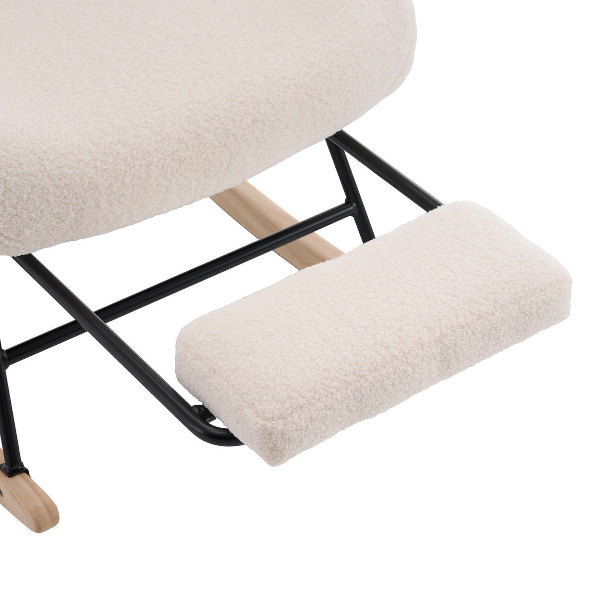 SCHAUKELSTUHL wohnzimmer mit Fußstütze und verdicktem Sitzkissen ,Bodenschutzleiste, beige - Beige, Holzwerkstoff/Textil (68/91/88cm) - STILVORA