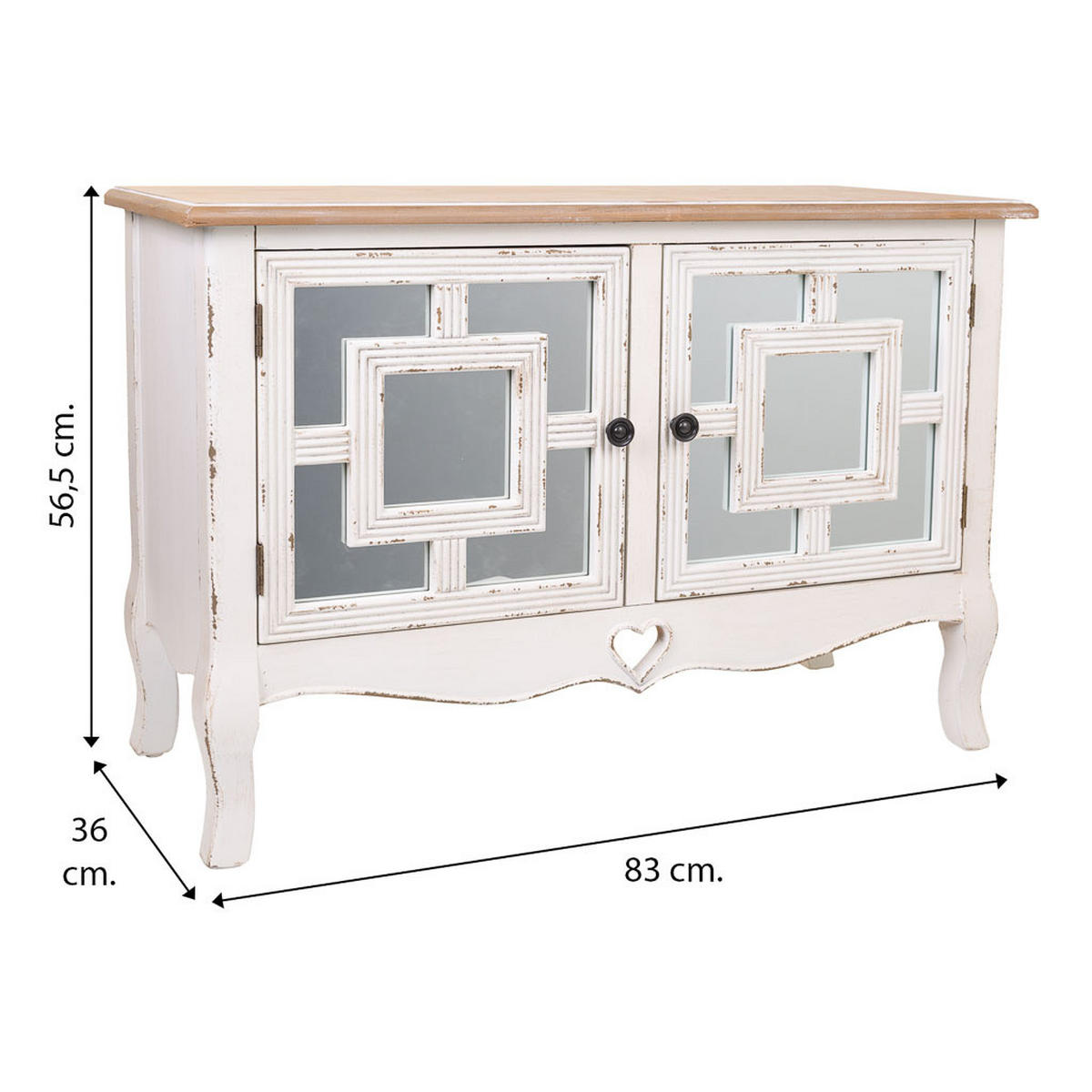 BUFFET 83x36x57 cm - Weiß, Holz (83/56.5/36cm) - Wanderlust