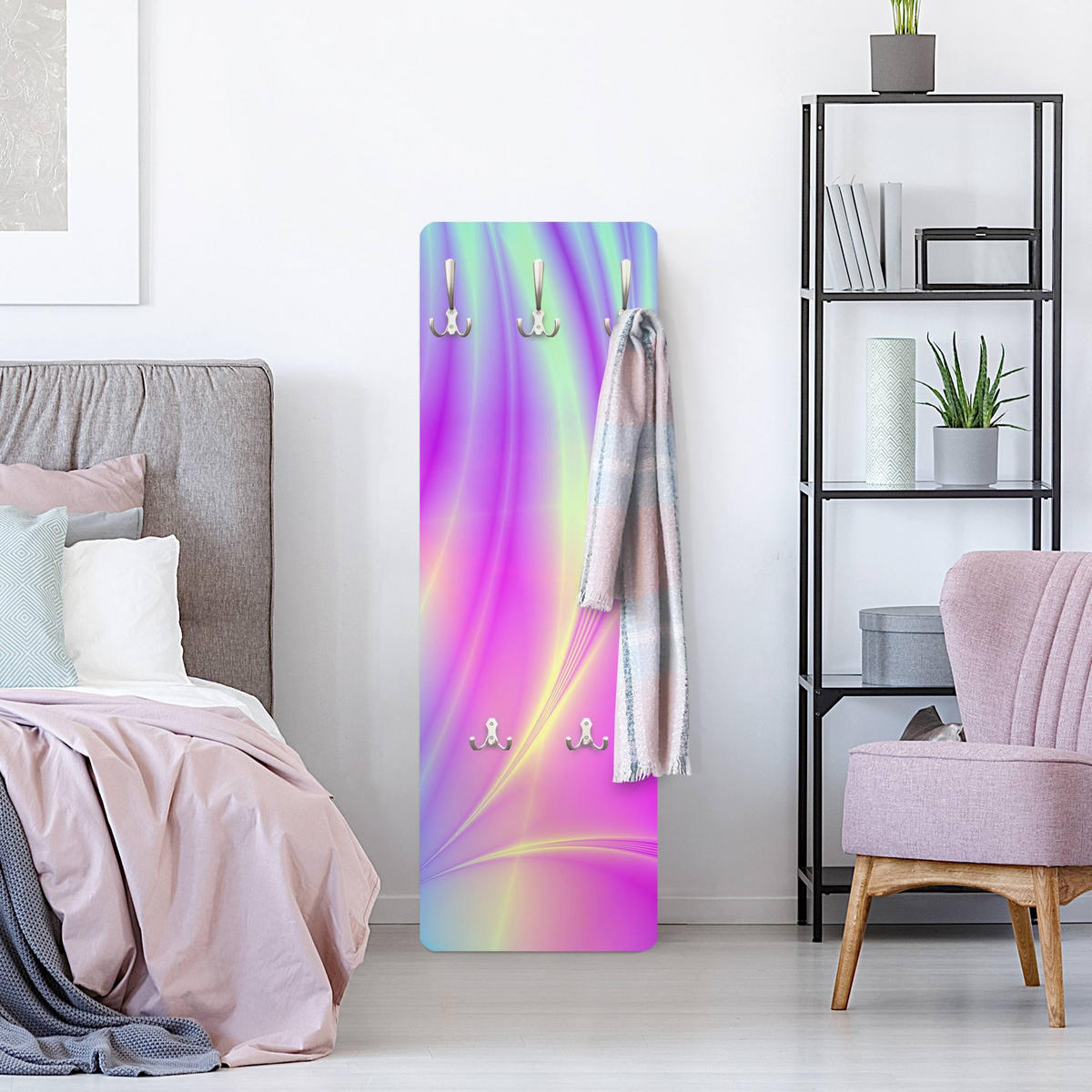 WANDGARDEROBE - Glossy Pastels 34/105 cm - Pink, Holzwerkstoff (34/105/1.6cm) - Bilderwelten