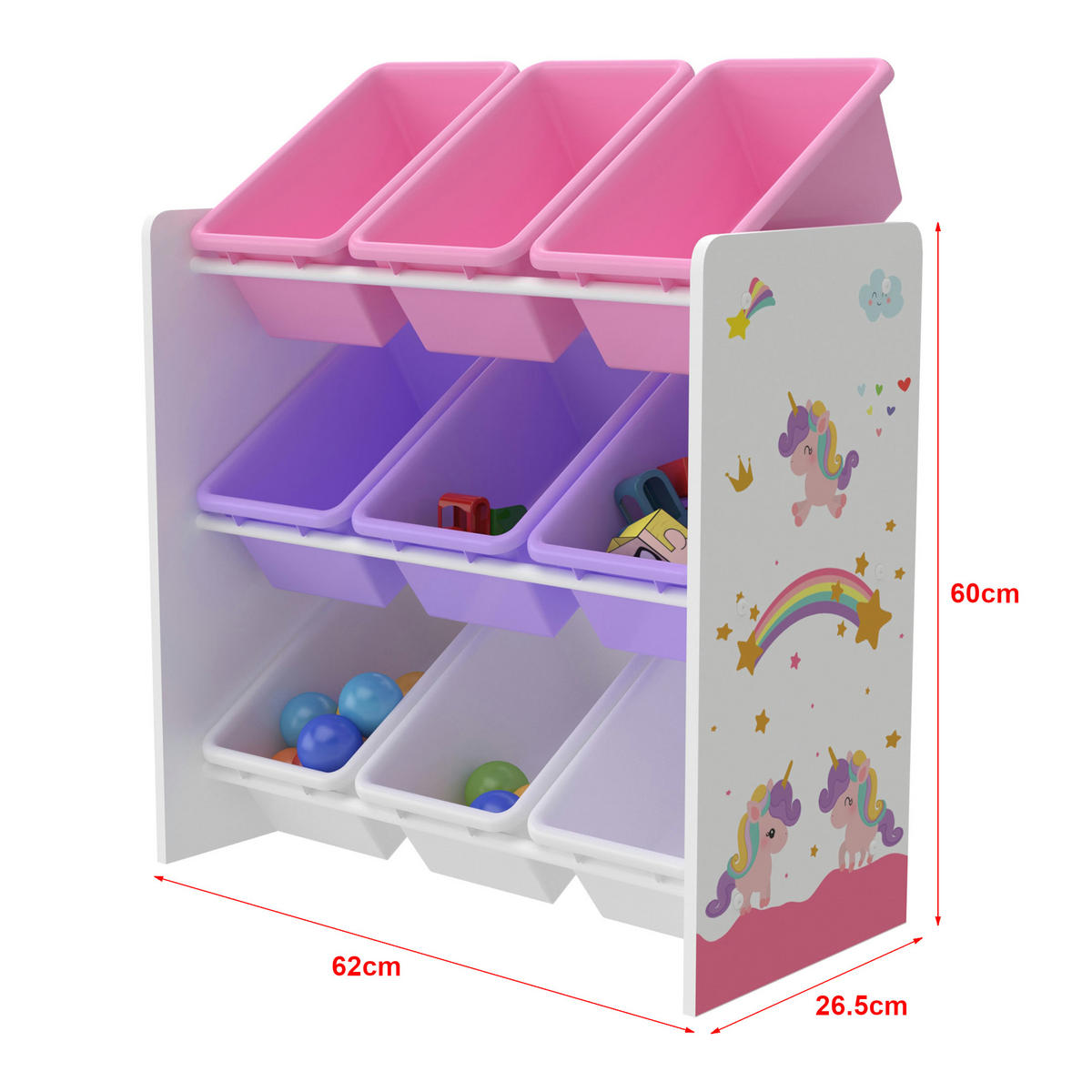 KINDERREGAL Muxía - Lila/Weiß, Holzwerkstoff/Kunststoff (62/60/26.5cm) - [en.casa]