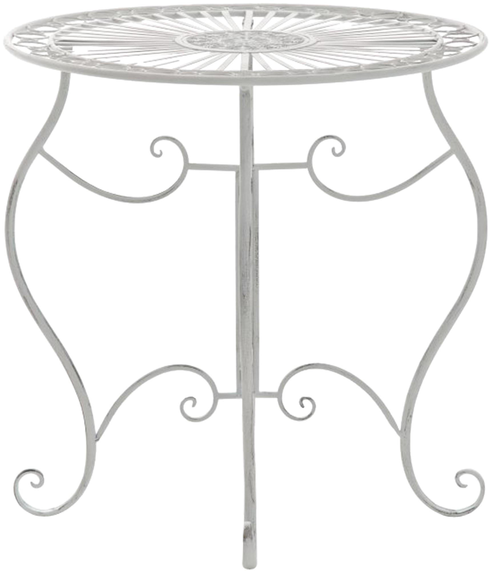 GARTENTISCH rund Ø70 cm Metall Antik Weiß - Weiß, Metall (70/70/72cm) - CLP