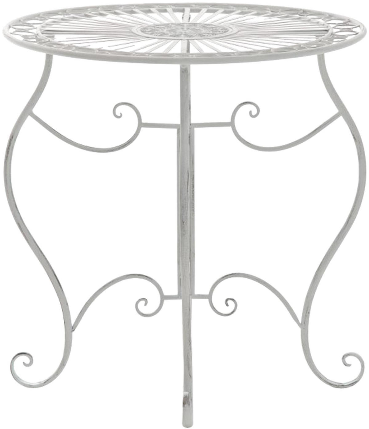 GARTENTISCH rund Ø70 cm Metall Antik Weiß - Weiß, Metall (70/70/72cm) - CLP