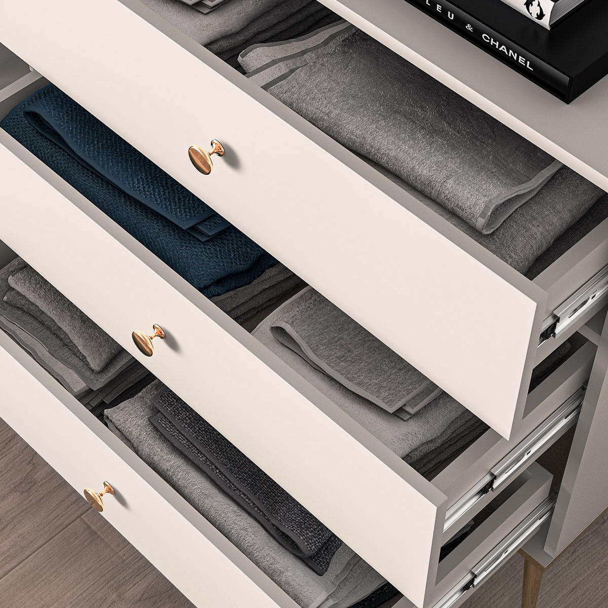 KOMMODE FRALIA,Creme - Creme, Holzwerkstoff (120/85/40cm) - KONSIMO®