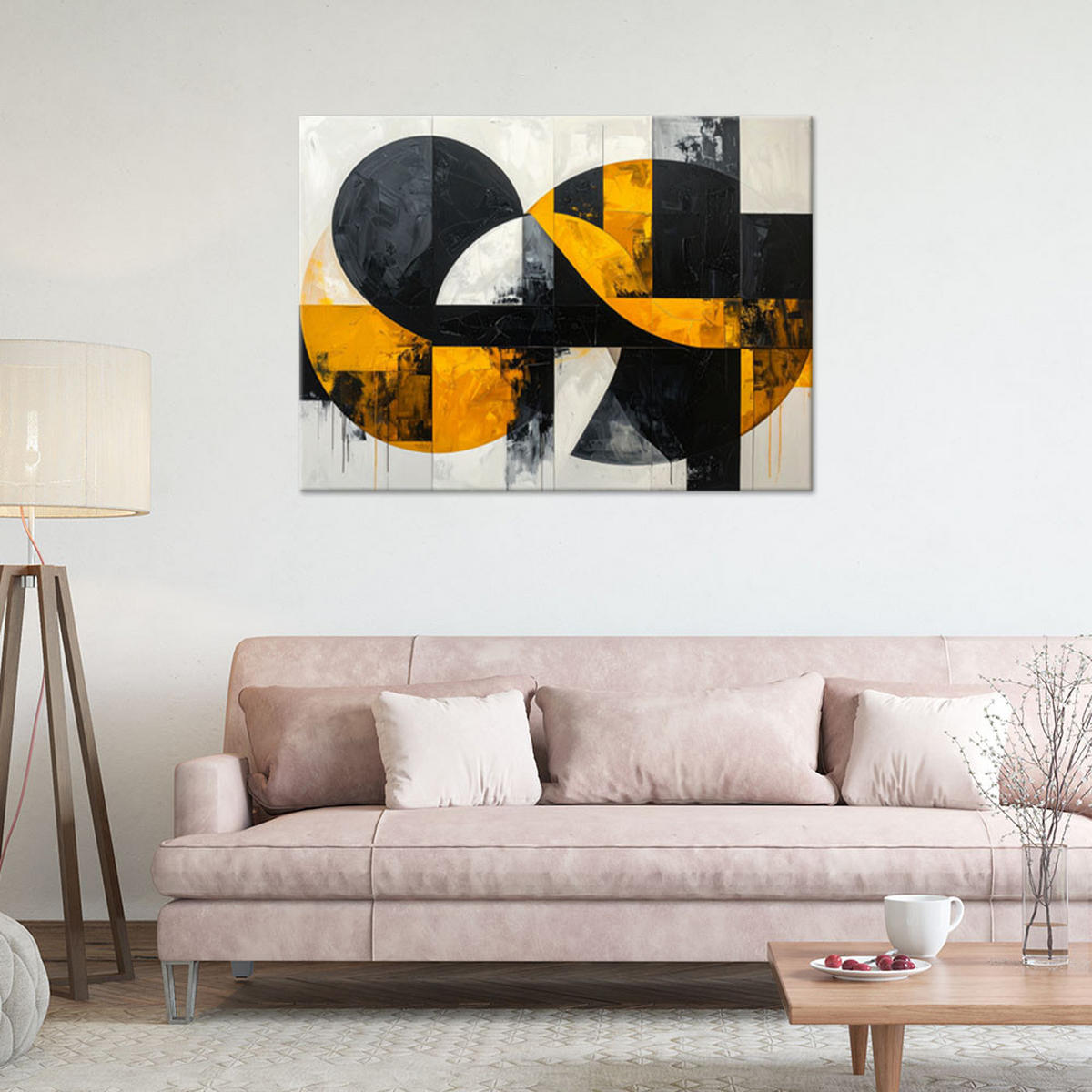 LEINWANDBILD 3D und geometrisch 90x60cm - Gelb, Textil (90/60cm) - Feeby