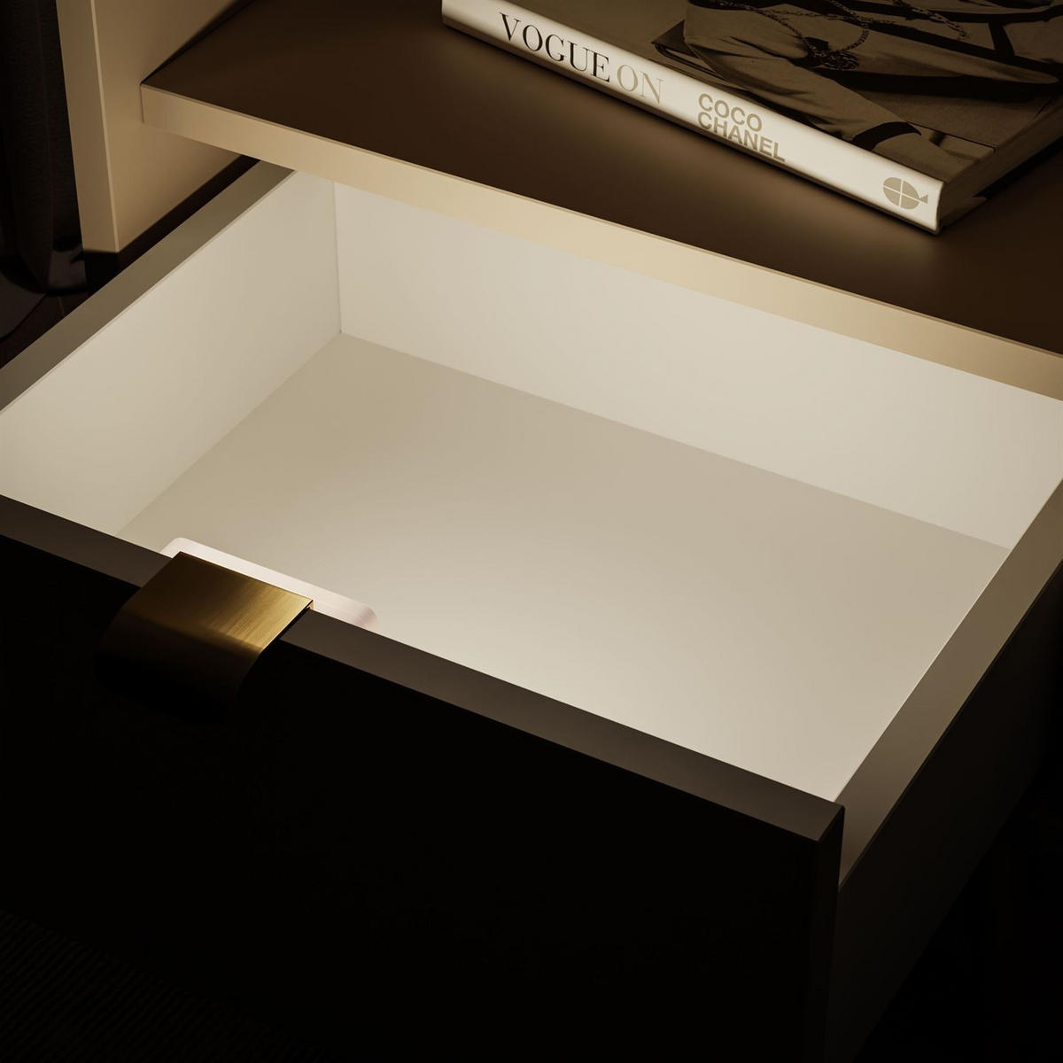 NACHTTISCH ALDO mit LED-Beleuchtung Kaschmir - Kaschmir, Holzwerkstoff (38/46/33cm) - Lookway