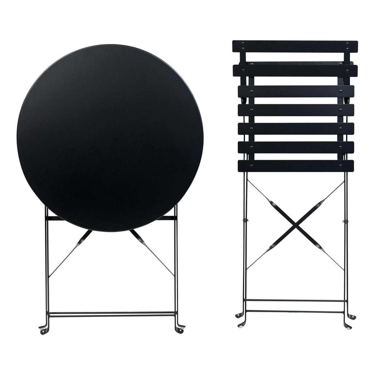 BALKONSET 2-Sitzer schwarz zusammenklappbar Fiori - Schwarz, Metall - Beliani