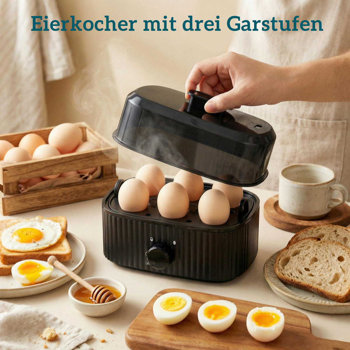 TOASTER mit Wasserkocher DE-07937 Schwarz - Schwarz, Kunststoff (15.6/23.3/21.4cm) - ComfortXL