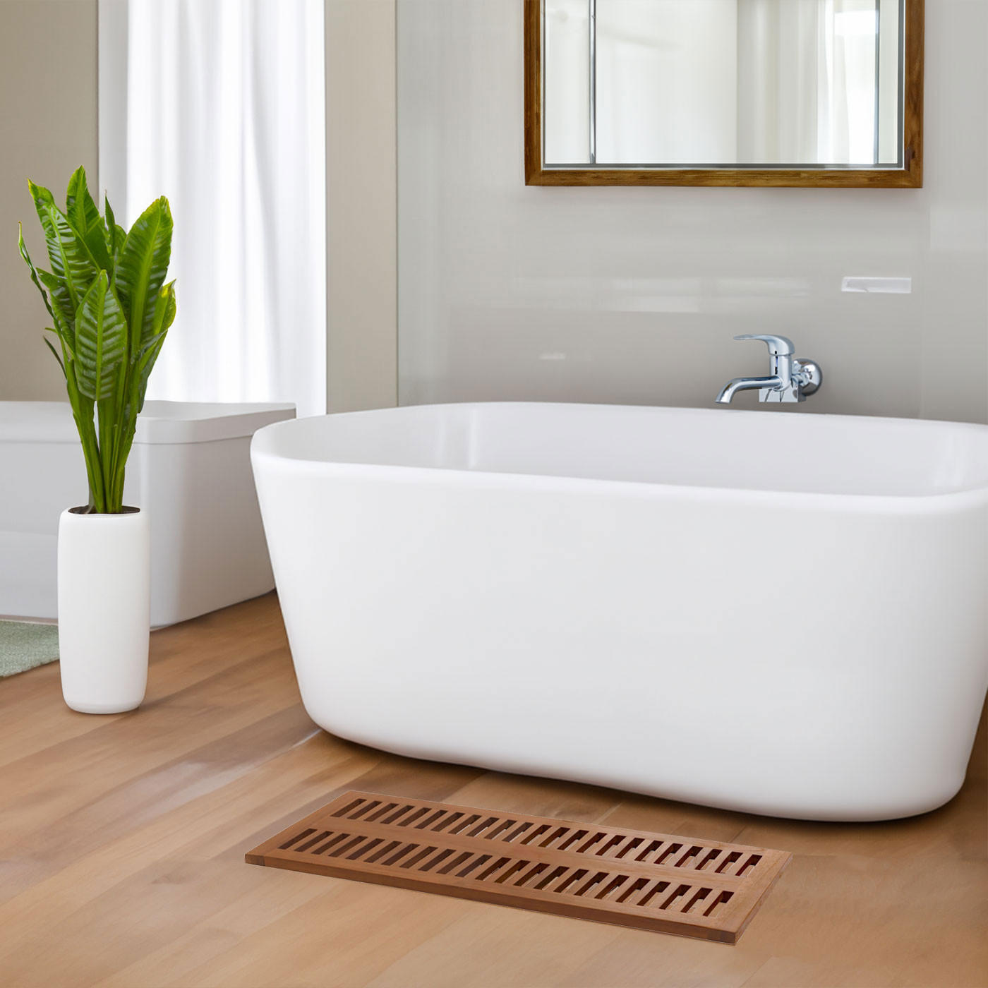 TEAK-BADEMATTE Braun - Braun, Holz (40/100cm) - MCW